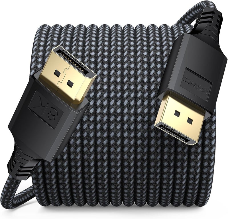 DteeDck DisplayPort Cable 1.4 20FT, DP Display Port Cord (8K@60Hz, 4K@144Hz, 2K@240Hz, 32.4Gbps) Braided Male to Male Compatible for Computer Monitor PC Gaming Laptop TV - Image 1